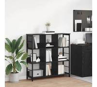 Bookshelf Industrial Black Oak Engineered Wood 102x32x104.5cm 8 Shelves Steel