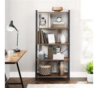 Bookshelf, Industrial Bookcase, Floor Standing Bookcase, Large 4-Tier Storage Rack In Living Room Office Study