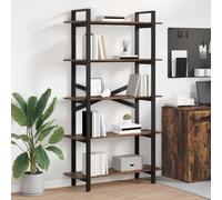 Bookshelf Industrial Smoked Oak 100x33.5x178cm Engineered Wood 5-Tier for Living