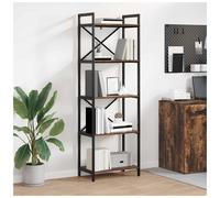 Bookshelf Industrial Smoked Oak 56x34x171cm Engineered Wood 5-Shelf for Home