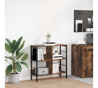Bookshelf Industrial Smoked Oak 82x32x79cm Engineered Wood 8 Shelves Metal Legs