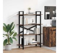 Bookshelf Industrial Smoked Oak Engineered Wood 100x33.5x140cm 5 Shelves Stable