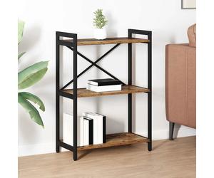 Bookshelf Industrial Tiered 60x30x85cm Old Wood Engineered Wood Black Frame Slim