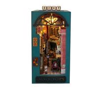 Bookshelf Insert Kit - 3D Wooden Diorama, LED Light Puzzle Set | Mini Booknook Decor Craft Project, Realistic Model Room Scene Insert, Decorative Shelf Puzzle Kit For Bookworms Crafters Display Lovers