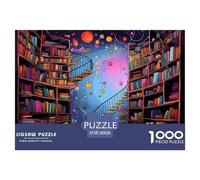 Bookshelf Jigsaw Puzzles 1000 Piece Challenge Toy for Adults,Library Impossible Jigsaw Puzzles 1000 Pieces Educational Games Home Decoration 38x26cm/1000pcs