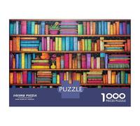 Bookshelf Jigsaw Puzzles 1000 Pieces in Thick Cardboard Jigsaws Colorful Book Wall with Mindfulness Puzzles for Brain Teasers for Adults As Birthday Gifts for Women/Men 52x38cm/1000pcs