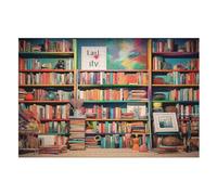 Bookshelf Jigsaw Puzzles for Adults 1000 Piece Wooden Puzzle for Kids Challenging Game （75×50cm）