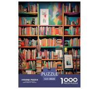 Bookshelf Jigsaw Puzzles Puzzles for Adults Kids. 1000 Piece Impossible Challenge Toy Educational Game Home Decoration for Educational Games Gifts 38x26cm/1000pcs