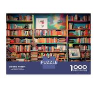 Bookshelf Jigsaws 1000 Pieces for Adults on Thick Blue Board Jigsaws for Adults Vintage Bookshelf As A Fun And Challenging Family Game for Collectible Art 38x26cm/1000pcs