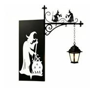Bookshelf Lamp Clamp On Lantern Ornament Shelf Light with Wrought Iron Bracket Witch and Kettle Motif Cozy Ambient Glow Suitable for Reading Corners Studies Living Room Libraries