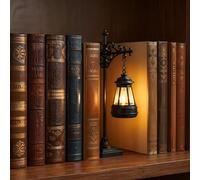 Bookshelf Lantern Light Mini LED Book Shelf Lamp Between Books | Book Nook Lamp with Warm Glow, Vintage Lantern Decor for Bookshelf and Reading Nook, Gift for Bookworms