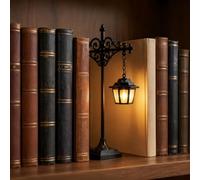 Bookshelf Lantern Light Mini LED Book Shelf Lamp Between Books | Book Nook Lamp with Warm Glow, Vintage Lantern Decor for Bookshelf and Reading Nook, Gift for Bookworms