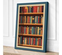 Bookshelf Library Vintage Canvas Wall Art Print 30x20 Inch (76 x 51 cm)