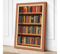 Bookshelf Library Vintage Canvas Wall Art Print 30x20 Inch (76 x 51 cm)