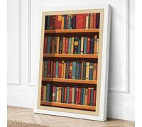 Bookshelf Library Vintage Canvas Wall Art Print 30x20 Inch (76 x 51 cm)