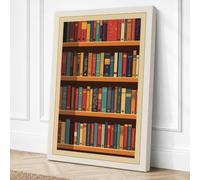 Bookshelf Library Vintage Canvas Wall Art Print 36x24 Inch (91 x 61 cm)