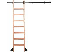 Bookshelf Mobile Solid Wood Ladder Slide Kit, Sliding Ladder Track Kit, Home Escalator Ladder Track, Wooden Ladder Mobile Hardware Accessories, Suitable for Indoor Loft Library