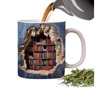 Bookshelf Mug - Library Shelf Creative Space Design, Multi Purpose Cup | Book Lover Coffee Mug Readers Birthday Idea Literary Home Office Decor Novelty Drinkware Accessory