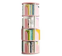 bookshelf Multi-layer Storage Bookshelf Multifunctional Floor Bookshelf Living Room Corner Space Saving Bookshelf Student Children's Rotating Bookshelf (Color : Pink, Size : 4 layers)