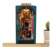 Bookshelf Nook, Miniature House Kit with LED Light, 3D Wooden Puzzle Craft Set, Self Made Assembly Project for Adults, Teens, Beginners, Ideal Home Decor for Bedroom, Living Room Display