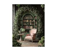 Bookshelf Paint by Numbers for Adults Plant Painting by Numbers for Adults, Art Supplies with Color Canvas for Painting 40x54Inch 36 Colors of Acrylic Paint and Brush,Wall Art for Room Decor 2YH-14458