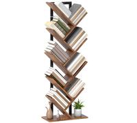 Bookshelf Rustic Brown 50x24x136cm Steel Frame Particle Board Tree 4-Tier Stable
