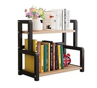 Bookshelf Simple 2-Tier Desktop Bookshelf Desktop Organizer Wrought Iron Office Storage Rack Spices Display Shelf Kitchen Supplies Organizer，40×22×42cm，black Bookcase vision