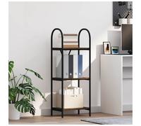 Bookshelf Smoked Oak 40x30x109cm Engineered Wood Black Steel Frame Freestanding.