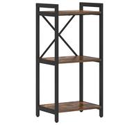 Bookshelf Smoked Oak 40x30x85cm Engineered Wood Tiered Industrial Black Frames
