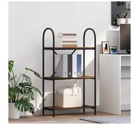 Bookshelf Smoked Oak 60x30x109cm Engineered Wood Black Steel Frame Modern Shelf