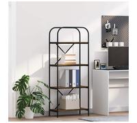 Bookshelf Smoked Oak 60x30x146cm Engineered Wood 5 Shelves Black Metal Legs Slim