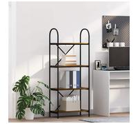 Bookshelf Smoked Oak 60x30x146cm Engineered Wood Shelves Black Steel Frame Slim