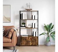 Bookshelf Smoked Oak 80x30x155.5cm Engineered Wood Tiered Storage Unit w/2 Doors