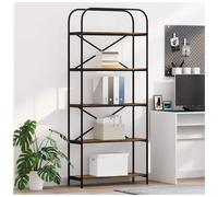 Bookshelf Smoked Oak 80x30x183cm Engineered Wood 5 Shelves Modern Storage forAll