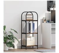 Bookshelf Smoked Oak Engineered Wood 40x30x109 cm 5-Shelf Black Legs Home Decor.