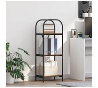 Bookshelf Smoked Oak Engineered Wood 40x30x109 cm 5-Shelf Black Legs Home Decor.
