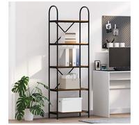 Bookshelf Smoked Oak Engineered Wood 60x30x183cm Black Steel Frame 5-Shelves