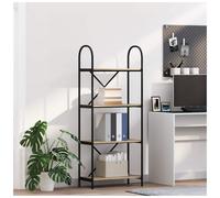 Bookshelf Sonoma Oak 60x30x146cm Engineered Wood Shelves Modern Black Steel