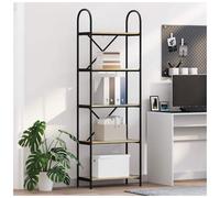 Bookshelf Sonoma Oak 60x30x183cm Engineered Wood Shelves Black Steel Frame Slim