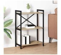 Bookshelf Sonoma oak 60x30x85cm Engineered Wood Tiered Shelves Black Frame Metal