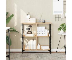Bookshelf Sonoma Oak 78.5x33x82cm Engineered Wood & Steel 4-Shelf Industrial Pro