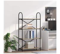 Bookshelf Sonoma Oak 80x30x146cm Engineered Wood Shelves Black Steel Slim Frame