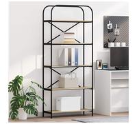 Bookshelf Sonoma Oak 80x30x183cm Engineered Wood 5 Shelves ModernSlim Black Legs