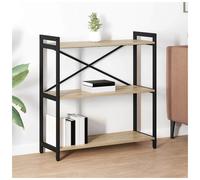 Bookshelf Sonoma Oak 80x30x85cm Engineered Wood Tiered Shelves Black Frame 60kg