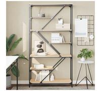 Bookshelf Sonoma Oak 91x36x176 cm Engineered Wood 9 Shelves Steel Frame Secured