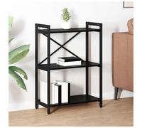 Bookshelf Tiered 60x30x85cm Black Oak Engineered Wood Industrial Shelf HeavyDuty