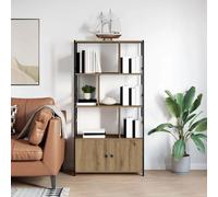 Bookshelf Tiered Engineered Wood Artisan Oak 80x30x155.5cm 2-Door Storage Urban