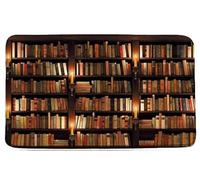 Bookshelf Vintage Library Learning Education Classics Art Painting Study Bookcase Academic World Famous Antique Bathmat Washable Doormat Heavy Duty Door Mat For Outdoor Entryway 40X60Cm