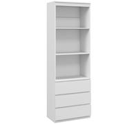 Bookshelf White 60x35x180cm Particleboard 3 Shelves 3 Drawers Slim Anti-tip Safe