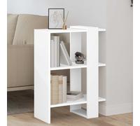 Bookshelf White Engineered Wood 52x25x71.5cm 2-Shelf Freestanding Modern Slim